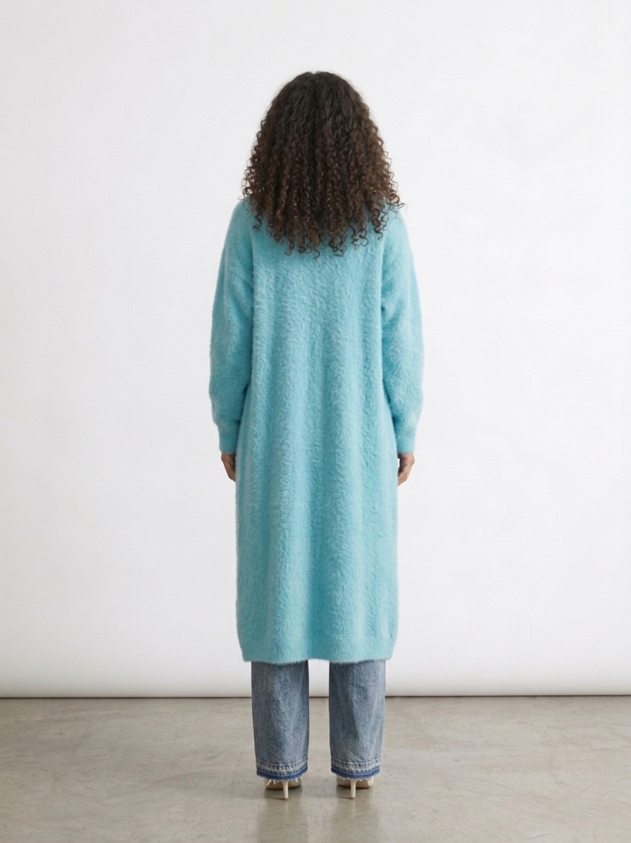 Aqua Blue Longline Cozy Cardigan