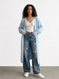 Sky Blue Longline Knit Cardigan