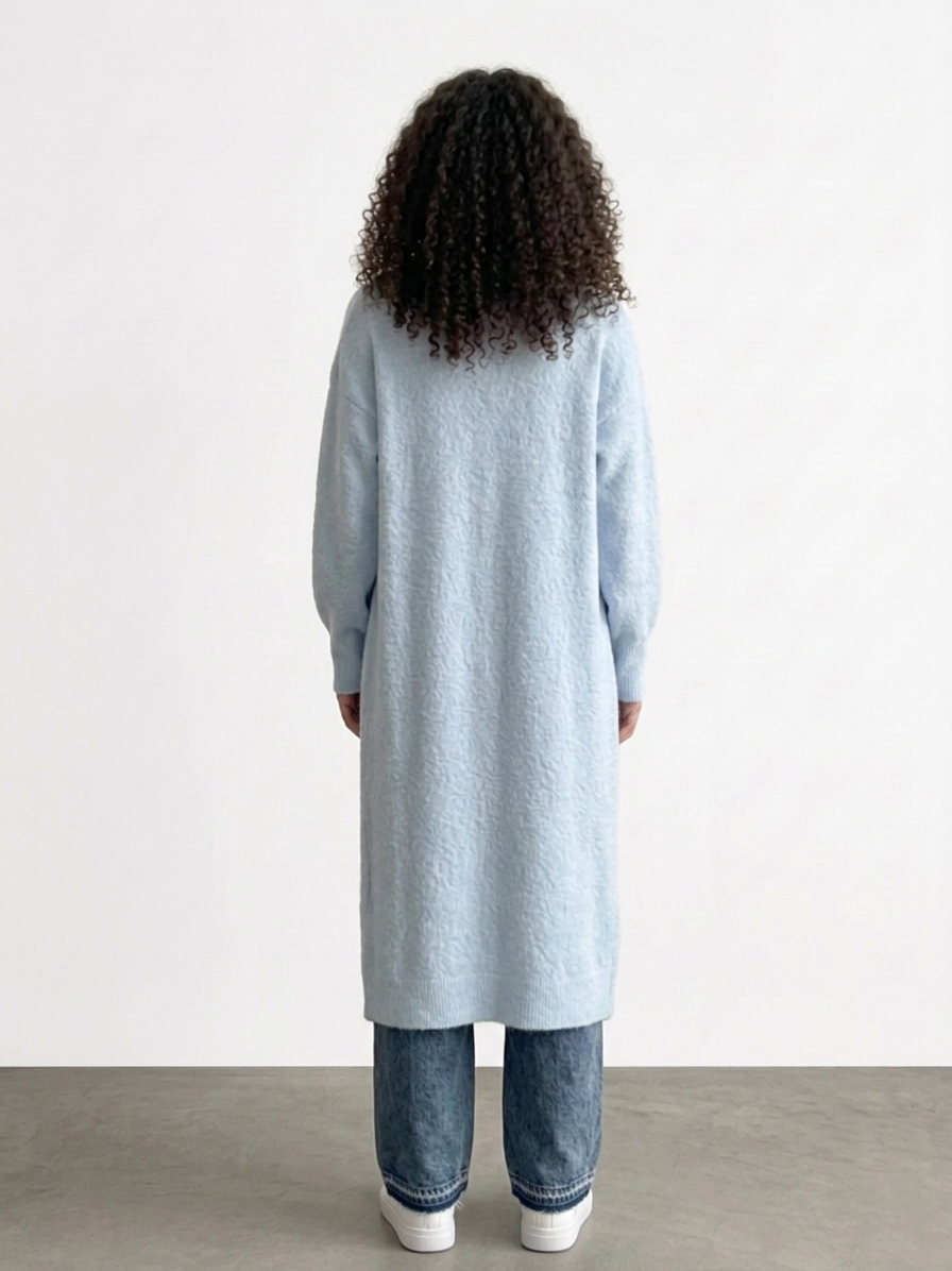 Sky Blue Longline Knit Cardigan