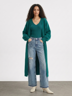 Emerald Green Longline Knit Cardigan