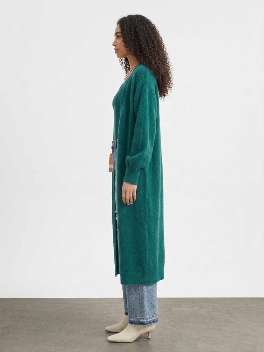 Emerald Green Longline Knit Cardigan
