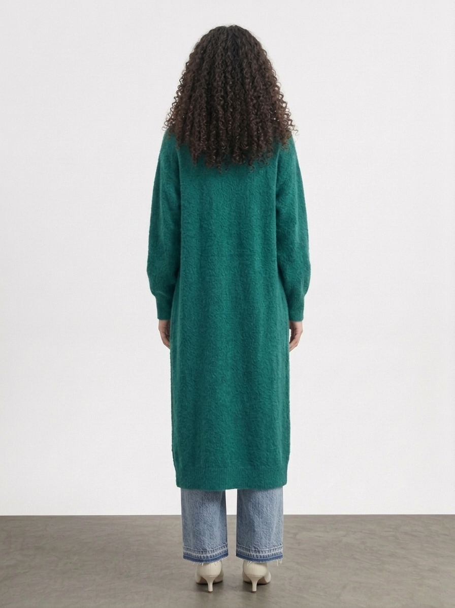 Emerald Green Longline Knit Cardigan