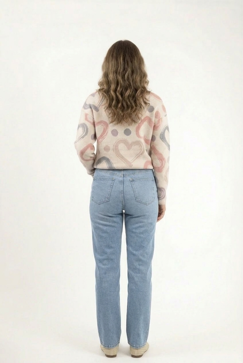 Pastel Heart Print Knit Top